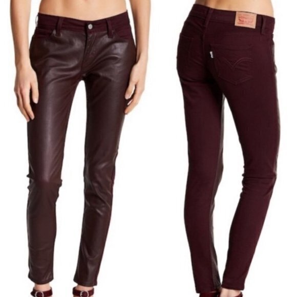 Levi’s 535 Super‎ Skinny Leather Illusion Jeans 30 - Picture 1 of 7
